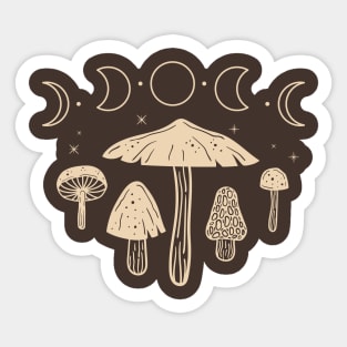 Cottagecore Mushroom Goblincore Moon Phases Sticker